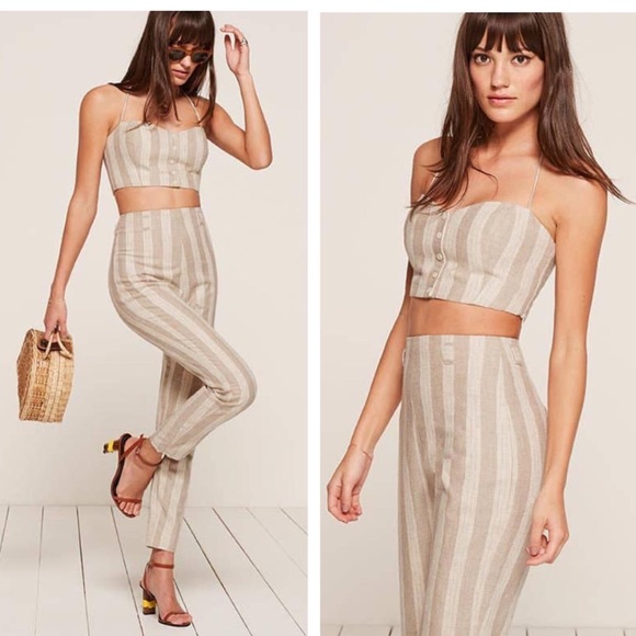 Reformation Pants - REFORMATION - High Waist Striped Linen Pants, 2